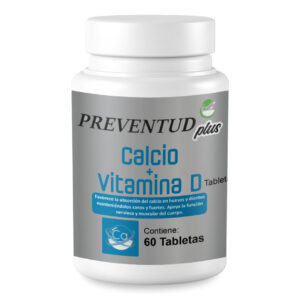 Calcio + Vitamina D 1500mg/300UI de Preventud Plus. La etiqueta del producto reporta que contiene 60 tabletas y Favorece la absorción del calcio en huesos y dientes manteniéndolos sanos y fuertes.